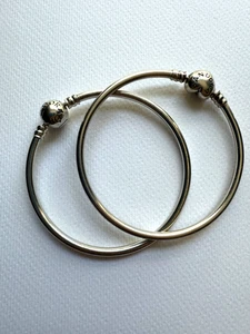 TWO PANDORA STERLING SILVER BANGLES. ONE INSCRIBED 'YOU ARE SO LOVED' - Picture 1 of 8