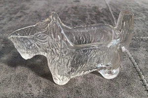 VINTAGE Glass Dog Scotty Terrier English - Gravy Candy Creamer Pitcher Bowl Hold - Picture 1 of 10