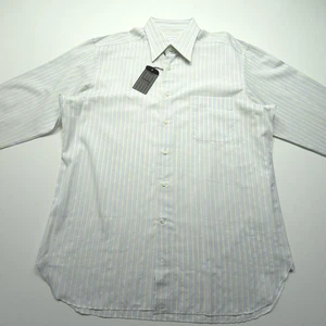 Camisa Ermenegildo Zegna Para Hombres XL Azul Amarillo Rayas Portofino Cómoda Informal - Imagen 1 de 24