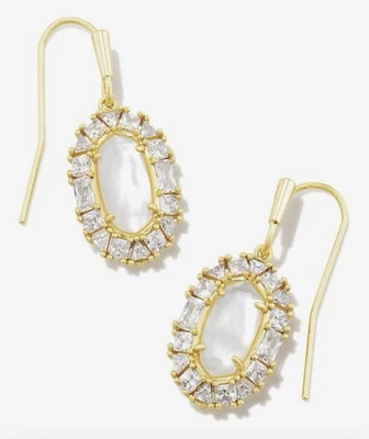 Pendientes colgantes de nácar con marco de cristal Kendra Scott Elisa en oro Foto 1 de 4