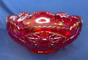Vintage Indiana Glass Heirloom Sunset Carnival 8" Cupped Glass Bowl 1970's - Picture 1 of 11