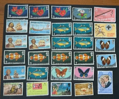 Lote 2 estampillas usadas de Isla Solomob Foto 1 de 2
