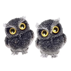 Set of 2 Mini Black Obsidian Crystal Organite Owl Figurine Ornaments, Decorat... - Bild 1 von 7