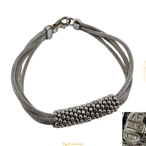 AE Sterling Silver 925 7.5" Multistrand Wheat Link Caviar Accent Bracelet, Italy - Picture 1 of 5