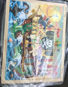 Melissa & Doug Pirate Adventure Wooden Jigsaw Puzzle toddler 48-Piece pre-owned - Picture 1 of 2