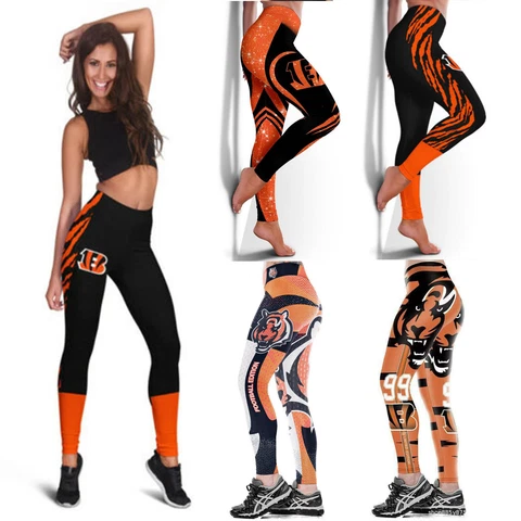 Cincinnati Bengals Women Leggings High Waist Sports Yoga Pants Slim Gym Fitness Cover