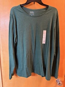 Women’s NWT XXL Croft & Barrow Classic Tee Green/White Stripes Long Sleeve - Picture 1 of 6
