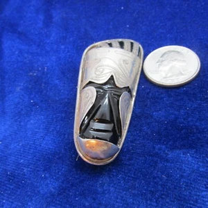 VINTAGE MEXICAN ZAPATA, SHOE, with STERLING BLACK ONYX FACE BROOCH - Picture 1 of 7