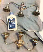2 Silver Plated Candelabra Arms -R & Bros? Wallace -Baroque Trim -Bags Included