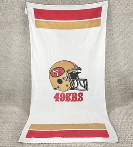 90's Vintage San Francisco 49ers NFL Beach Towel Niners Helmet Red Gold Cotton - Picture 1 of 17