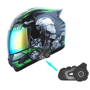 1Storm Motorcycle Bike Full Face Helmet Mechanic HJDJ11 + Bluetooth Headset - Picture 1 of 108