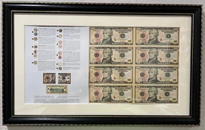 Framed and Matted Uncut Sheet of 8 - 2009 - 10 dollar bills Feng Shui Must Have - Picture 1 of 1
