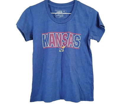 Campus Heritage Womens KU Kansas University Jayhawks Tee Size S Jrs Blue Crew - Image 1 of 4