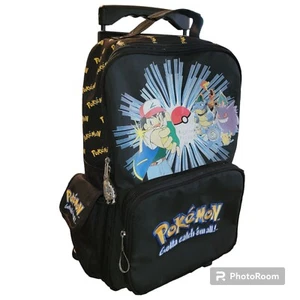 VTG 1999 Pokémon AOP Rolling Backpack Licensed by Nintendo w/ Collapsible Handle - Picture 1 of 13