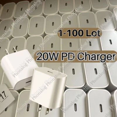 Lote 20W Adaptador de Corriente USB Tipo C Cargador Rápido Cubo Bloque Para iPhone iPad Android Foto 1 de 4