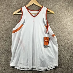 Nike Dri-Fit Tank Top Women Large White Mesh V-Neck Swoosh Logo Pullover Running - Picture 1 of 10
