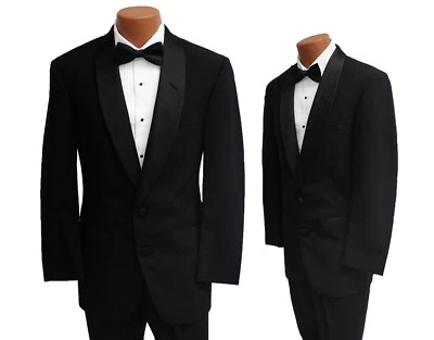 Conjunto de chaqueta y pantalón paquete clásico de esmoquin de 2 botones Perry Ellis negro talla para niños Foto 1 de 4