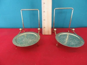 46. Set of Two 2 Gold Colored Metal Tea Cup & Saucer Display Stands Holder - Picture 1 of 4