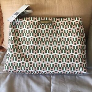 Grand sac à cosmétiques zippé Tommy Hilfiger vert rose blanc neuf avec étiquettes 78 $