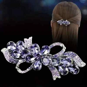 Crystal Flower Sparkly Alloy Hair Clip Back Head Decoration Women Accessories - Picture 1 of 4