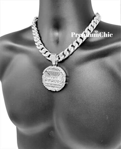 XL Last Supper Pendant w Cuban or Rope Chain Necklace Plated Hip Hop CZ Jewelry - Picture 1 of 16