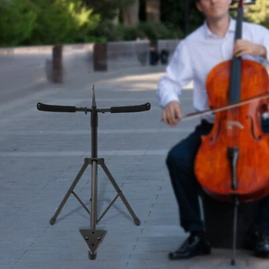 Home Black Cello Stand Adjustable Foldable Stand For Cello With Hook For Bow - Picture 1 of 18