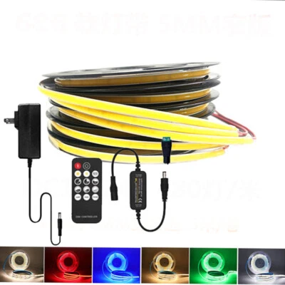 3mm LED Streifen strip Licht Set COB dimmbar Band Licht Adapter Fernbedienung DC - Bild 1 von 4