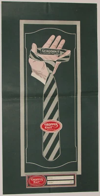 VINTAGE 1920s MEN'S SERGEKNIT GROPPER TIES ADVERTISING COLOR LITHO SHEET! 8x16" - Image 1 of 4