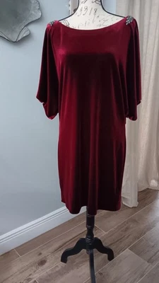 Aidan Mattox Size 8 Red Velvet Cocktail Dress - Image 1 of 4