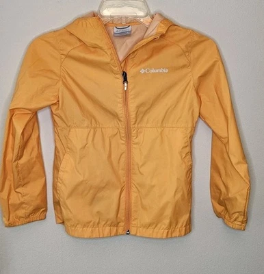 Columbia Size S 7-9 Girls Mango Nylon Full Zip Pocket Rain Jacket  - Image 1 of 4