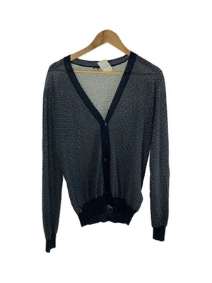 PRADA Cardigan (thin) 50 Wool BLK Total Pattern UMC734 S122 1ew3 Used - Image 1 of 4