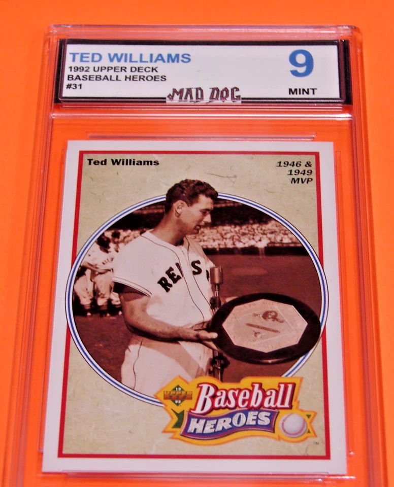 TED WILLIAMS****1992 UPPER DECK**Baseball HEROES**31**MINT 9***RED SOX**Mad Dog - Image 1 of 1