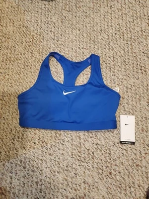 NWT Nike Swoosh Sports Bra Womens Large Blue Dri-FIT Training Athletic New - Image 1 of 4
