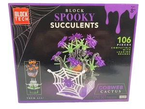 Block Tech Brick Cobweb Cactus Spooky Succulent Halloween Decor 106 Pieces - Picture 1 of 5