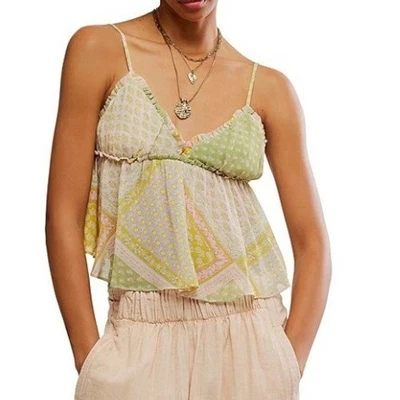 Free People Cami Mujer Grande Verano Combo Alix Patchwork Festival Boho Concierto Foto 1 de 4