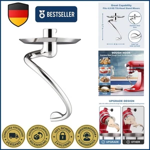 Cofun Edelstahl-Spiral-Knethaken Für Kitchenaid Standmixer, 4,5 Qt – 5 Qt Kipp-S - Bild 1 von 10