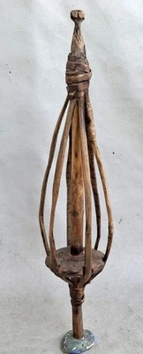 Anique primitive vintage-rare handmade carved wood spinning wheel DISTAFF - Image 1 of 4