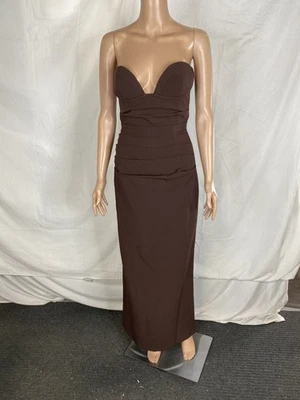 BabyBoo Womens Lindsey Strapless Maxi Dress Defined Bust Size S Brown - Image 1 of 4
