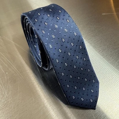 Галстук Firenze мужской синий пейсли шелк сплетенный дизайнерский опрятный регулируемый классический - Изображение 1 из 4