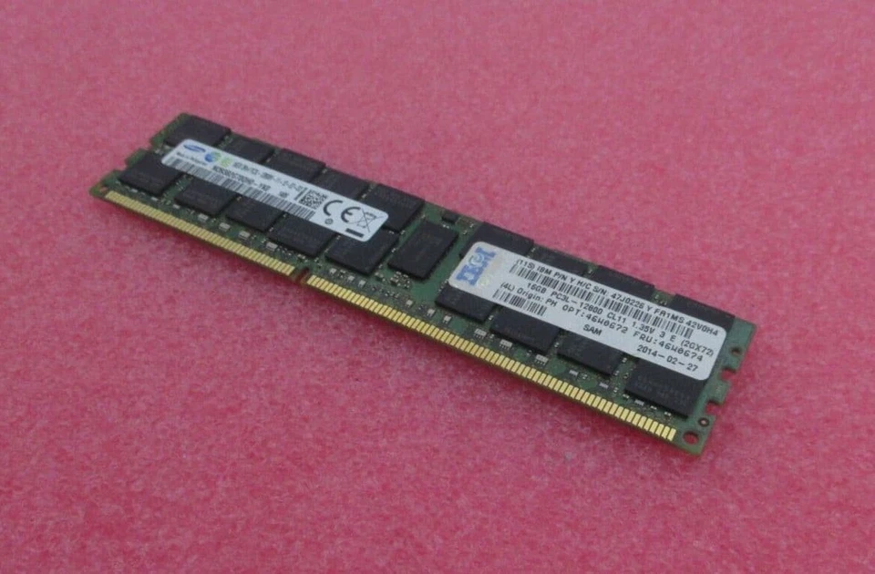 IBM 46W0674 47J0226 16GB 2Rx4 DDR3 PC3L-12800R 240-Pin ECC REG Server RAM Memory - Image 1 of 4