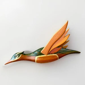VTG Wooden Bird Wall Sculpture 2005 16” Length - Picture 1 of 8