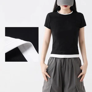 Casual Slim Short Sleeve T Shirt for Women in Solid Colors for Daily Wear - Picture 1 of 52