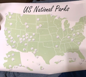 US Nationalparks Karte 18x24 Poster USA schweres Papier weiß grün - Bild 1 von 4