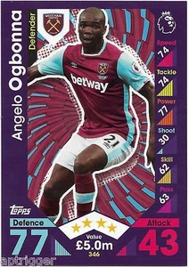 2016 / 2017 EPL Match Attax Base Card (346) Angelo OGBONNA West Ham United - Picture 1 of 1