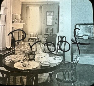 Diapositiva fotográfica Magic Lantern con tarjeta informativa Brooklyn Nueva York encantadora casa alrededor de 1910 - Imagen 1 de 3