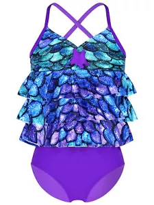 Mädchen Bikini Set Badeanzug Hawaiian Strand Bademode Meerjungfrau Schwimmanzug - Bild 1 von 18