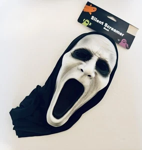 Halloween Silent Screamer Erwachsene Maske Grusel Kostüm Ghostface schwarz mit Kapuze - Bild 1 von 10