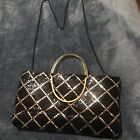 Vintage 80&#39;s JOTTA Black Gold Metal Mesh Purse Handbag Clutch