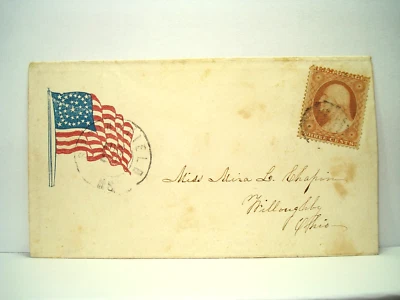 U.S. #26 Civil War CIRCLE OF STARS FLAG Patriotic Cover SPRINGFIELD MS GRID - Image 1 of 2