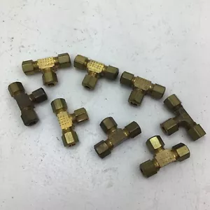 Brass Compression Tee T 3 Way (1/4” Equal Tube) All Ends Fitting, NEW Lot of 8 - Picture 1 of 4